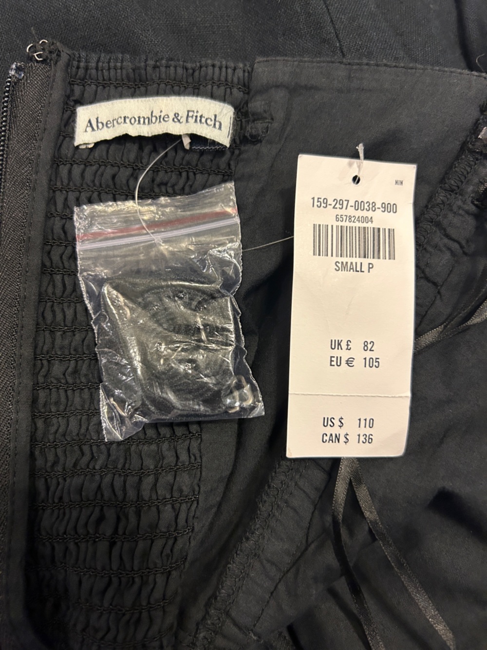 Abercrombie & Fitch Black Strapless Wide-Leg Jumpsuit- Linen and Cotton Blend - Picture 16 of 16